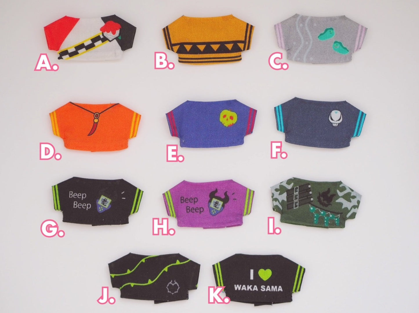Twst Printed T-Shirts for 10cm Nui Plush