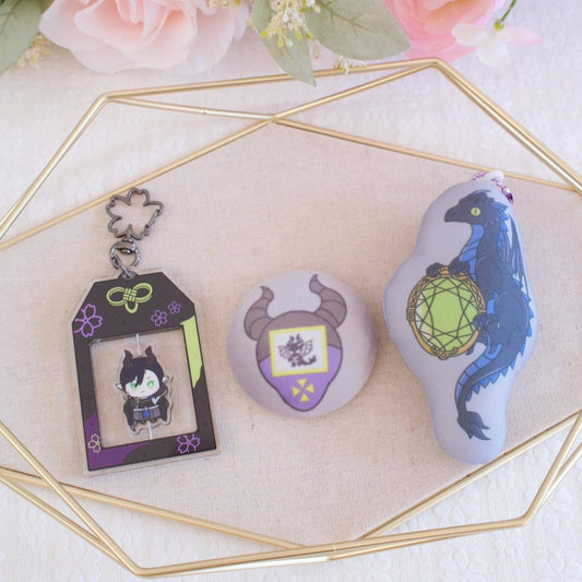 Twst Malleus Fan Art Turnable Keychain PIllow Pin