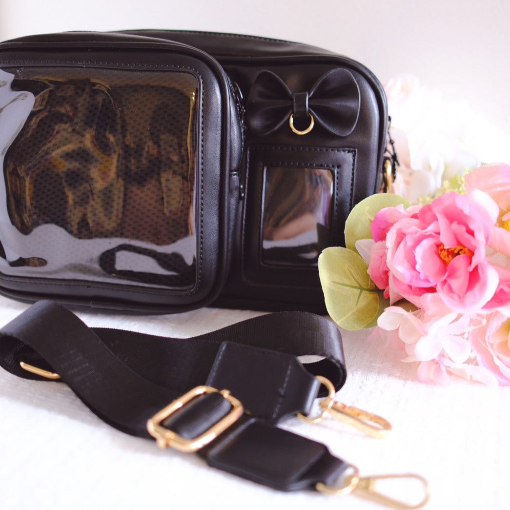 Crossbody Ita Bag with Plushie Display Window and Pin Board