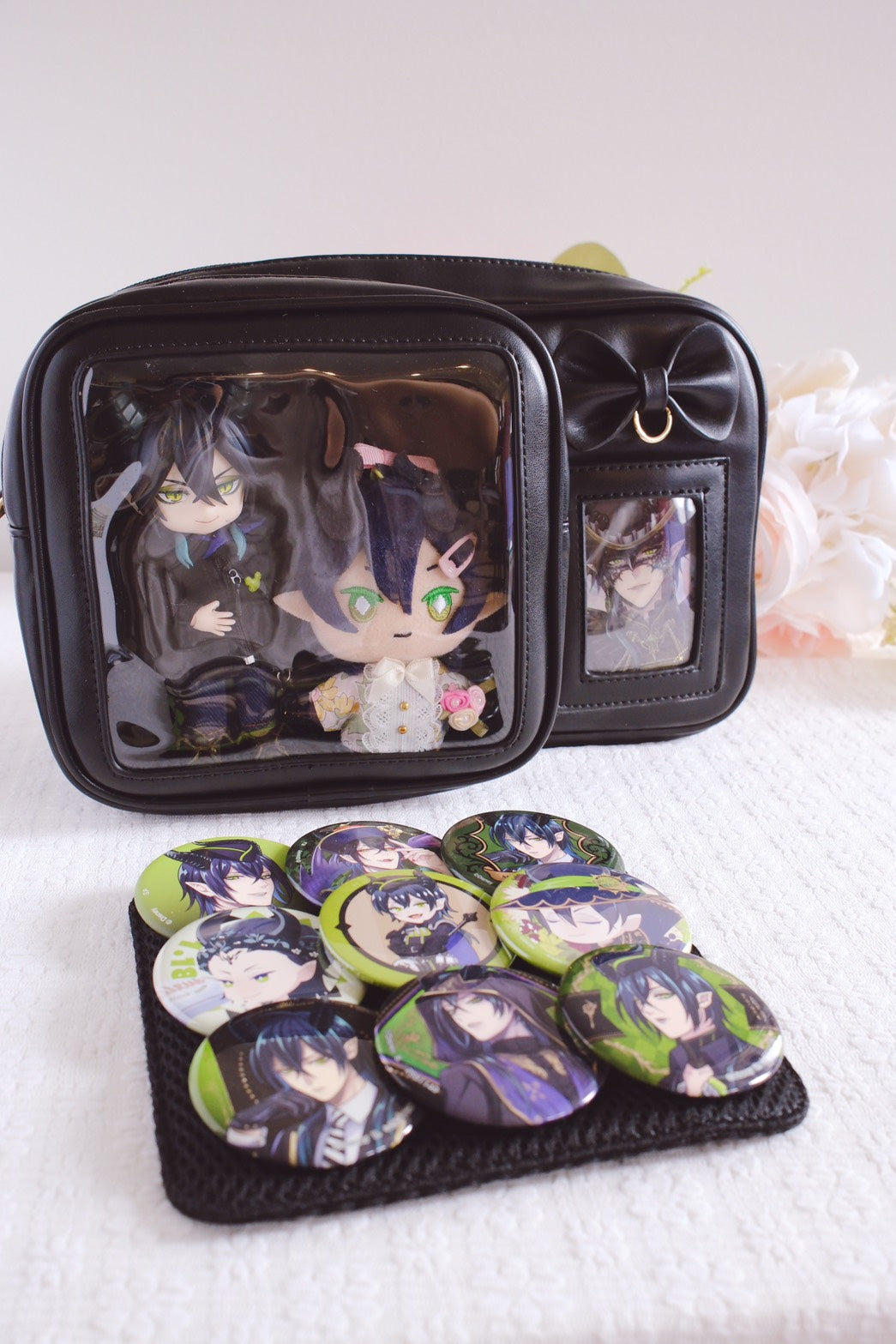 Crossbody Ita Bag with Plushie Display Window and Pin Board