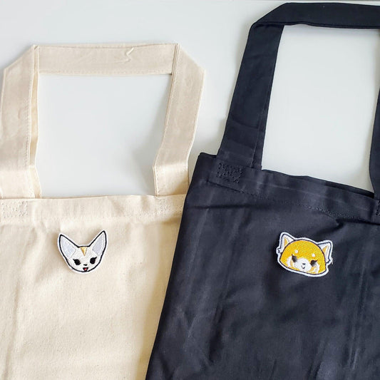 Aggretsuko Fenneko Embroidery Anime Tote Bags + Patches - Moko's Boutique