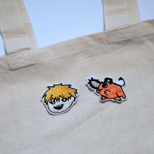 Chainsaw Man Embroidery Totes Bags and Iron on Patches - Moko's Boutique