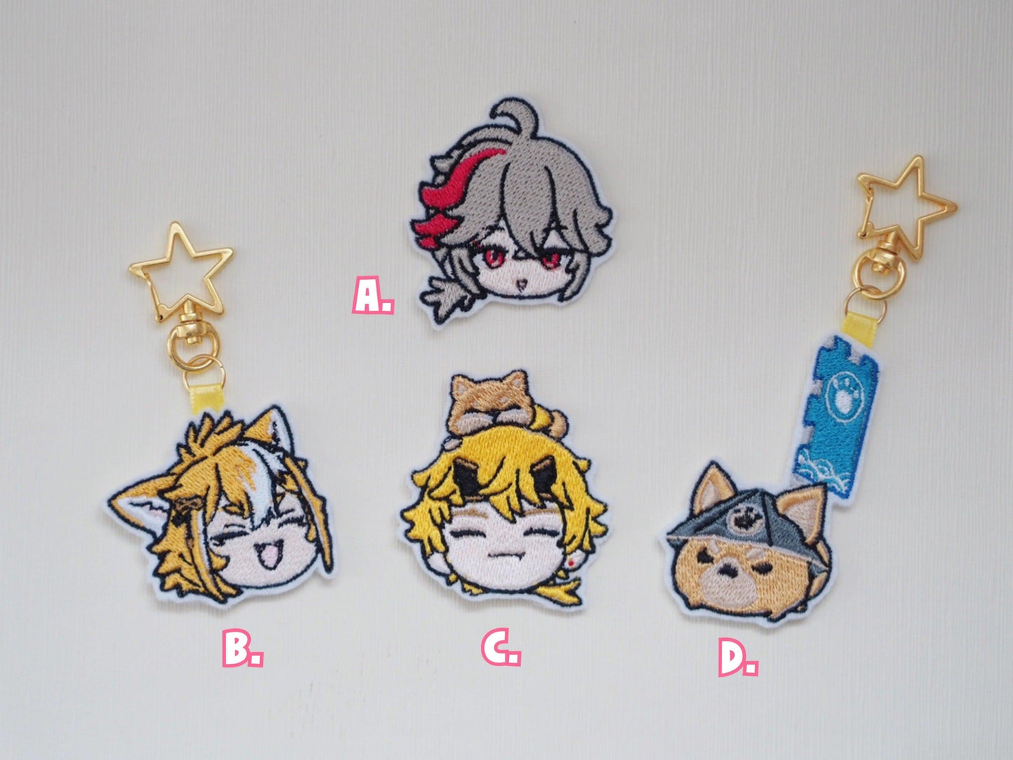Genshin Impact Characters Keychains & Patches - Kazuha Gorou Thoma Warrior Dog - Moko's Boutique