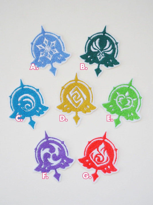 Genshin Impact Elements Iron On Pins & Patches - Moko's Boutique