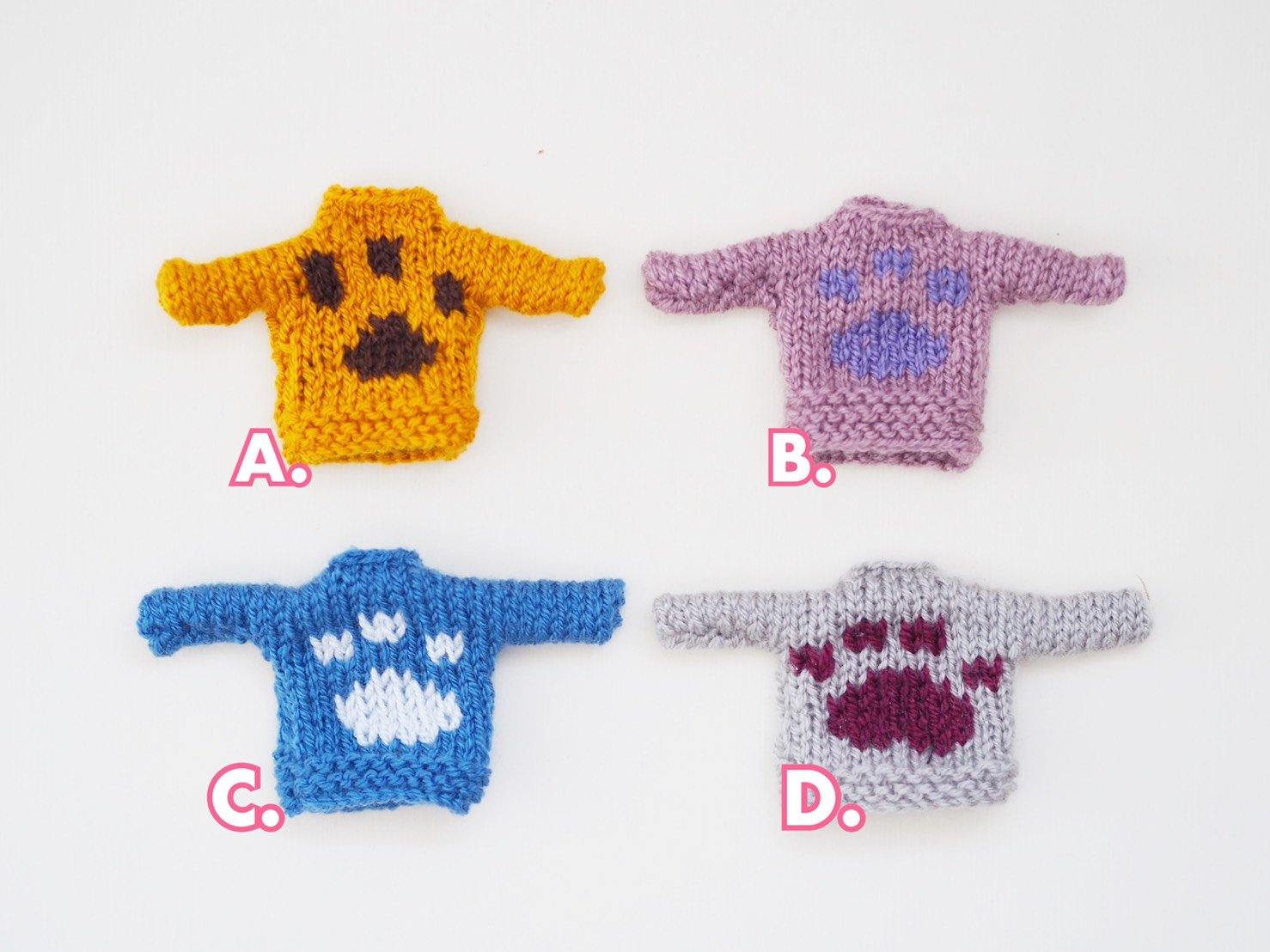 Hand Knit Paw Print Sweaters