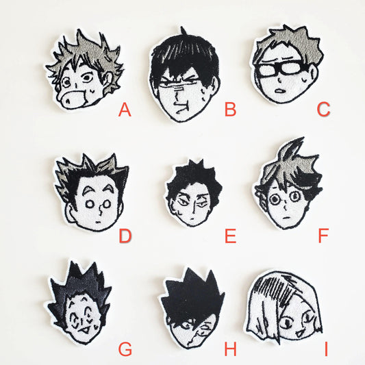 Haikyuu Character Heads Iron On Pins & Patches - Moko's Boutique