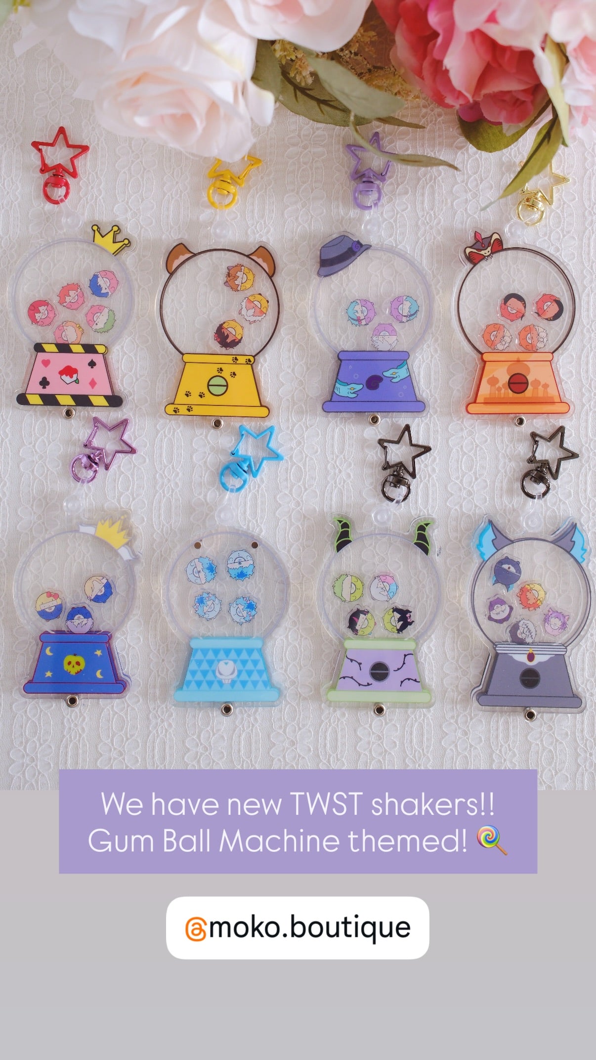 Twst Fan Art Gumball Machine Shaker Keychains