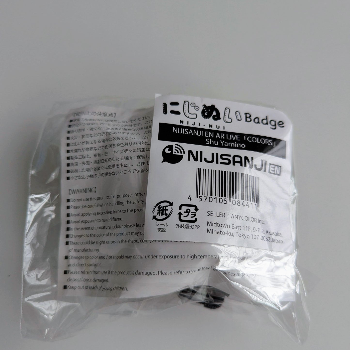 NIJISANJI EN AR LIVE COLORS Nijinui Badge Luxiem Shu Yamino