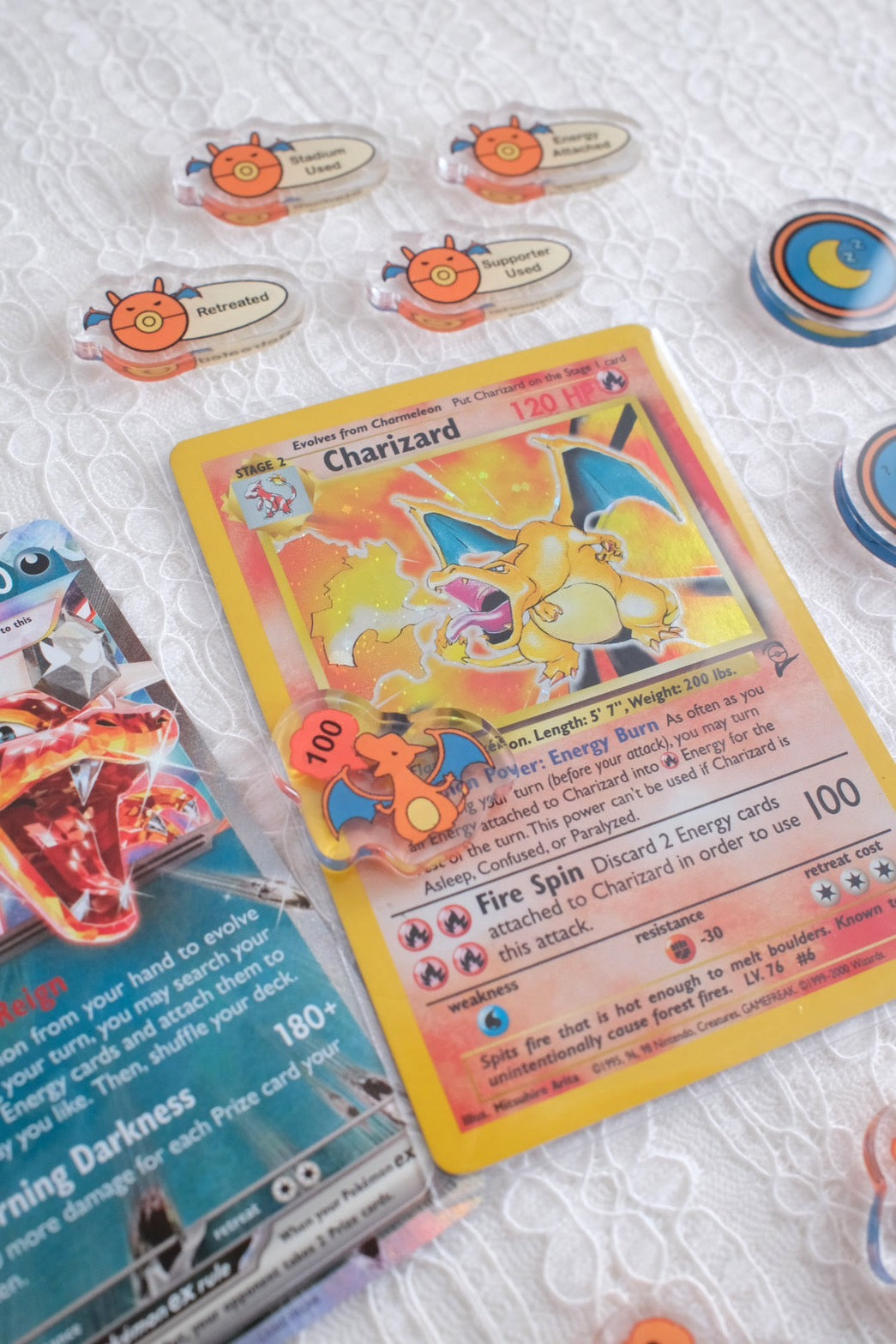 Pokemon TCG Charizard Damage Counter Status Condition Markers