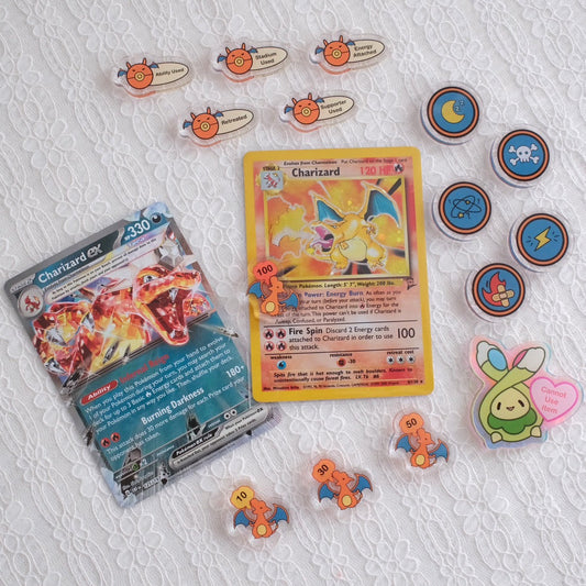 Pokemon TCG Charizard Damage Counter Status Condition Markers