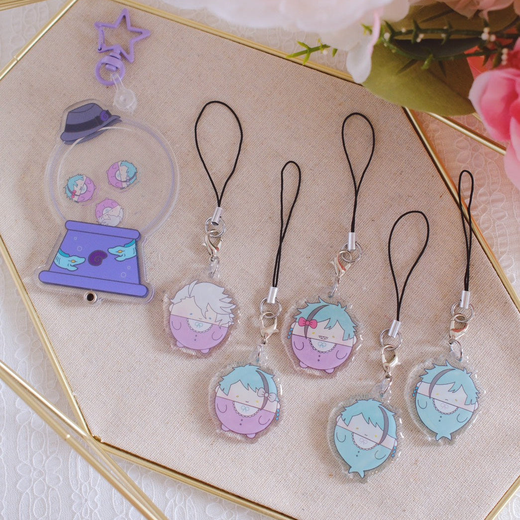 Twst Fan Art Gumball Machine Shaker Keychains