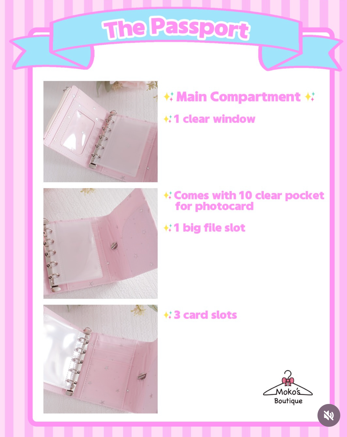🌟 Oshikatsu Passport: Multi-Functional 3-Ring Photocard Mini Binder