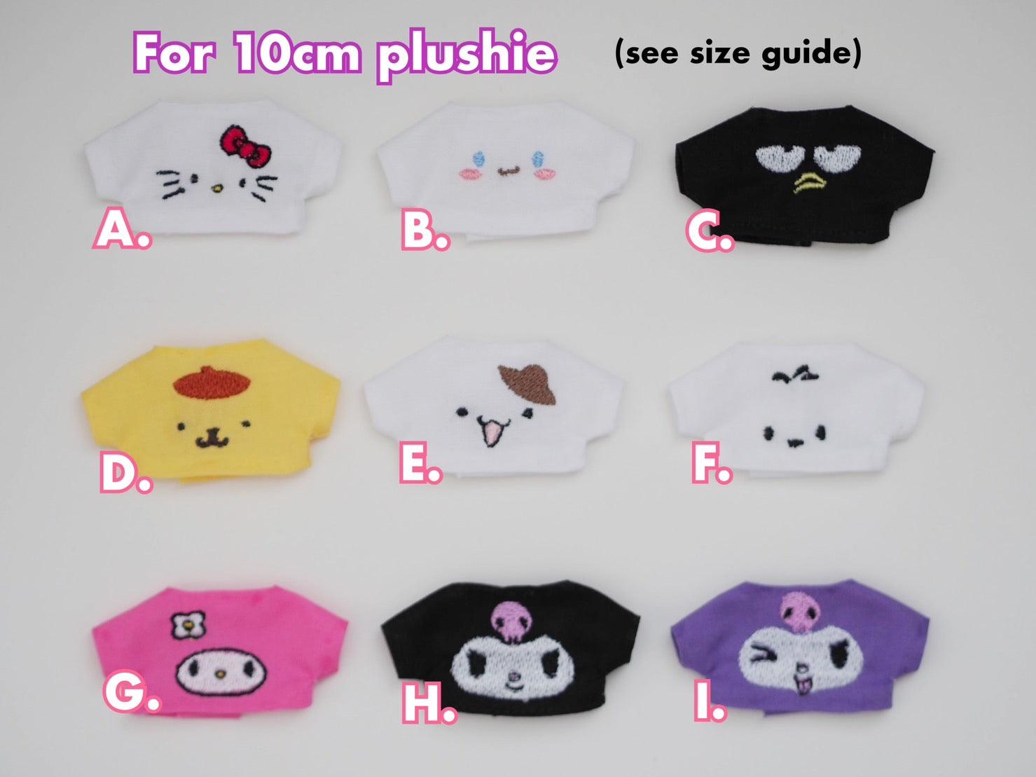 Kawaii Character Embroidery T-Shirts for Plushie - Moko's Boutique