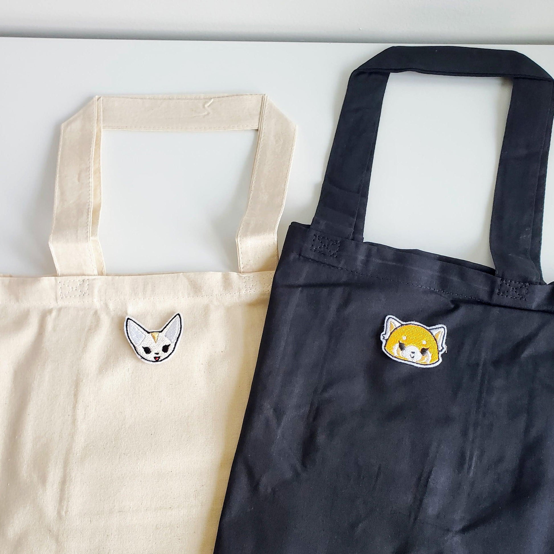 Aggretsuko Fenneko Embroidery Anime Tote Bags + Patches - Moko's Boutique